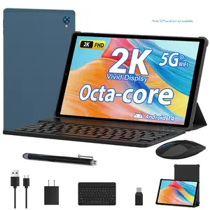 POWMUS 10.3" Android 14 Tablet - Blue, 2K In-cell Display, 8000mAh Battery, Face Unlock, WiFi 2.4G/5G, with Keyboard & Pen