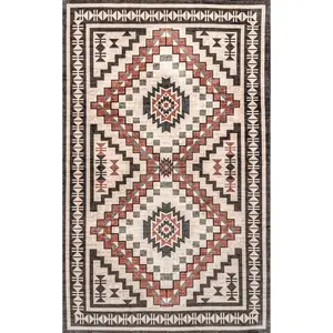 Leighton Machine Washable Southwestern Medallion Area Rug Leighton Machine Washable Southwestern Medallion Area Rug