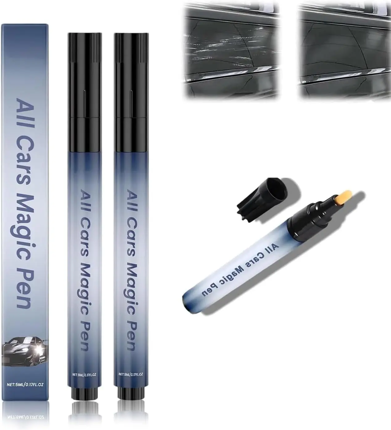 Magic Car Scratch Remover Pen - All Car Colors DIY Auto Paint Repair Tool, Quick Fix for Wear, Swirl Marks & Scuffs, Long-Lasting Weather-Resistant Automotive Maintenance Essential Accessory Auto Must Have