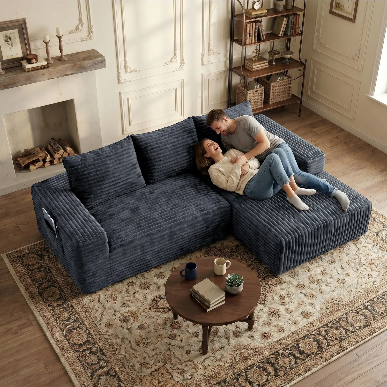 103"Sectional Couches for Living Room, Modern Soft & CozyCorduroy Upholstered, L-Shape Cloud Couch Sofa, ModernComfort Boneless Modular Sectional Couch with Chaise, Perfectfor Home, Apartment, Living Room & Bedroom, No Assembly Required