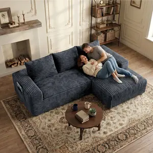 【 Father’s Day】103"Sectional Couches for Living Room, Modern Soft & CozyCorduroy Upholstered, L-Shape Cloud Couch Sofa, ModernComfort Boneless Modular Sectional Couch with Chaise, Perfectfor Home, Apartment, Living Room & Bedroom, No Assembly Required