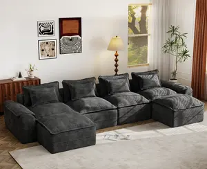 Hobestluk Sectional Sofa Couches 2-Seater Modular Sofa, Comfy Loveseat with Throw, Deep Seat Small Sofa for Compact Space, Memory Foam Sectional Couches for Living Room, Office, Apartment