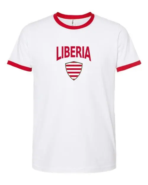 Liberia Arched Crest Soccer Ringer Tee — NYC Factory