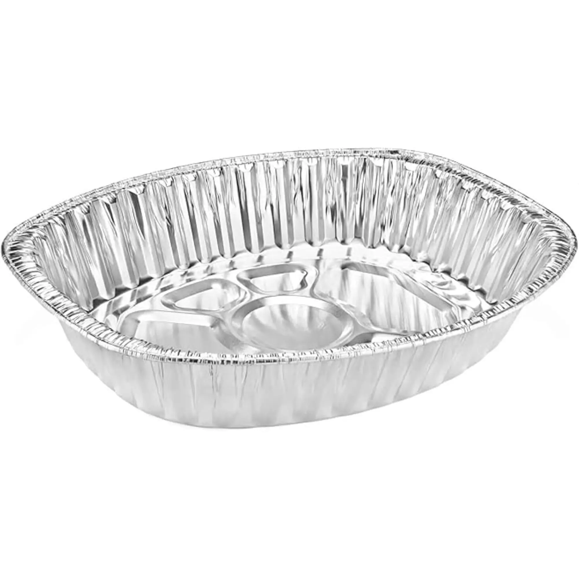 VeZee Oval Heavy Duty Disposable Aluminum Turkey Roasting Pan - Extra Strong Oven-Safe Cookware for Holiday Feasts, Large Family Gatherings, Chicken, Ham, Baking with Even Heat Distribution
