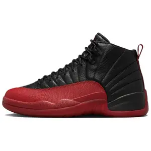 Jordan Air Jordan 12 Retro Flu Game High-Top Basketball Sneakers for Men and Women in Black and Red with Comfort, Versatility, and Slip-Resistance Trending Shoes, House White Official Shoes to Get / Maison Mihara