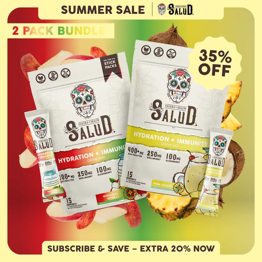 Salud 2-in-1 [Newness Duo] Agua Fresca Drink Mix, Hydration + Immunity, Electrolytes Powder, Agua Fresca Drink Mix, Elderberry, Dairy & Soy Free, Non-GMO, Gluten Free, Vegan, Low Calorie, 1g Sugar (2-Pack, 30 Servings)