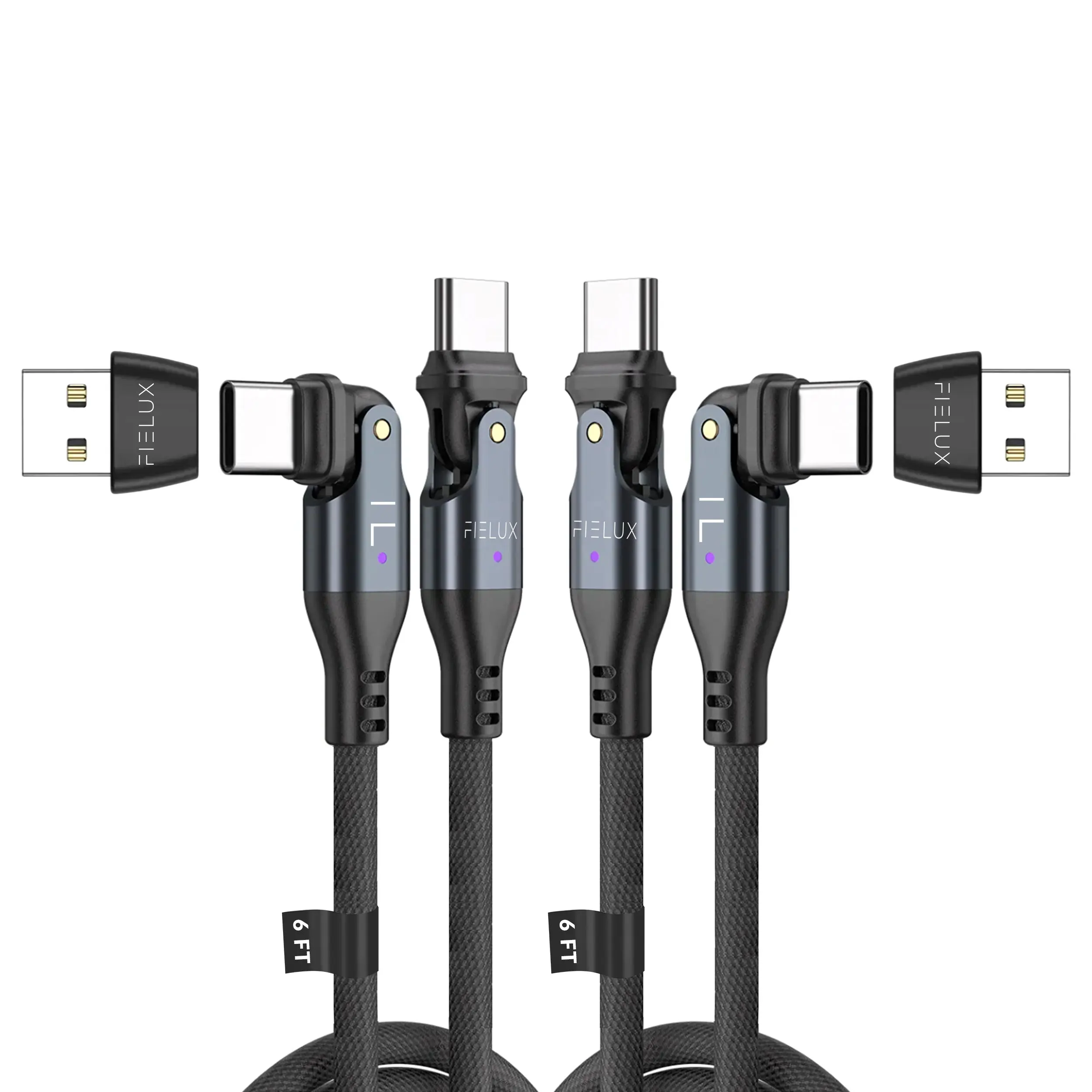 FIELUX 240W USB-C to USB-C [2-Pack + USB A Adapter]