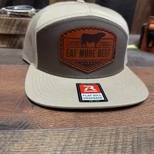 Farming Hat, Cow Farmer, Eat More Beef, Farmer, Rancher, Farming, Eat Real Food, Cattle Hat, Leather Patch Hat, Gift, His Her, Dad Hat, Country Hat, Grandpa Hat