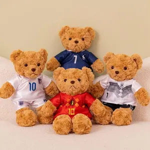 1 Count Soccer Player Teddy Bear Plush UEFA Toy with Removable Jersey, 13.4" Soft Skin-Friendly Stuffed Animal, Perfect Gift for Sports Fans Boys Kids, Football Match Watch Party Souvenir Decor