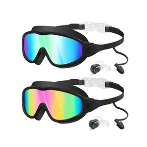 New Kids’ Swimming Goggles – Anti-Fog, High Definition, Large Frame, Integrated Strap with Earplugs, Silicone, Waterproof Eye Protection