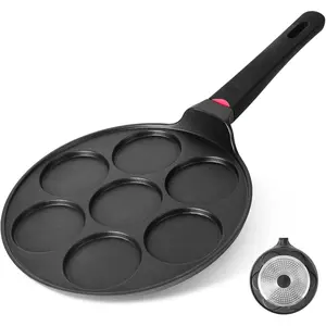 Pancake Pan Maker Nonstick Induction Compatible, 10.5 Inch Mini Non Stick  Dollar Grill Blini Griddle Crepe Pan,7 Molds Cake Egg Cooker Skillet for  Gifts