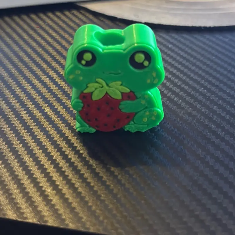 Strawberry Frog Straw Topper - Adorable Green Frog Design with Strawberry Detail for Fun and Functional Use