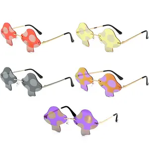 Mushroom Shape Rimless Novelty Funky Festival Party Colorful Unisex Fashion Sunglasses