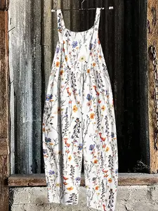 Plus Size Women's Bodycon Jumpsuit, Elegant Sleeveless Romper with V Neckline, Casual Fashion One-Piece for All Seasons