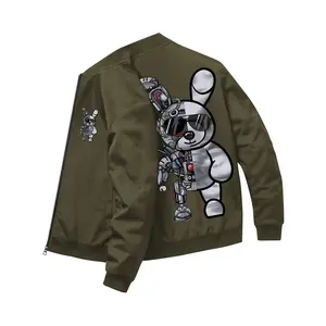 Men's Baseball Collar Jacket New Spring and Autumn Men's Clothing Rabbit Robot Alien Personalized Creative Print Zipper Cardigan with Pockets Sports Casual Jacket Top Daily Outdoor Outfit