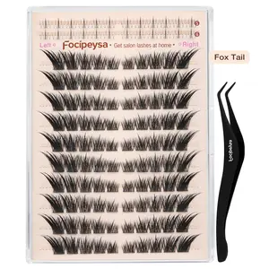 Focipeysa FoxTail Lash | LC Curl Fox Eye Lash Clusters | Ultra-Dense, Waterproof, All-Day Hold | Easy D-Curl DIY for Beginners | Get Flawless Salon Extensions at Home | Suitable for Various Makeup Styles