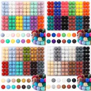 96pcs 15mm Silicone Beads, Loose Rubber Beads, Interchangeable Beads for DIY Keychains, Pen Holders, Bracelets, Lanyards, Craft Kit