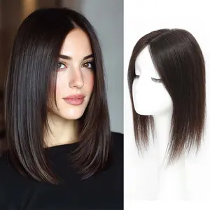 Human Hair Topper for Women with Thinning Hair, 100% Real Human Hairpiece, 10 * 12 Inch Upgrade Swiss Lace Base Hairpiece,12 Inch, No Bangs