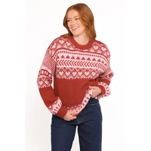 Zinnia Fairisle Knit Sweater - Red
