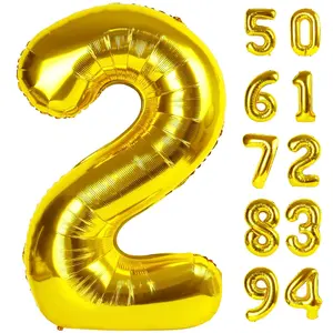 Gold 2 Balloon, Number Balloons 40 Inch, Two Balloons Number Birthday Decorations, Second 2Nd Birthday Party Supplies, Number 2 Balloon
