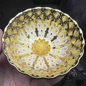 Handmade gold circular pattern luminous master tea cup with handmade design