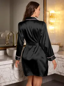 Elegant Sexy Mature Casual Party Belted Robe, Comfortable Home Wear Sleepwear Bathrobe, Perfect for Relaxing at Home
