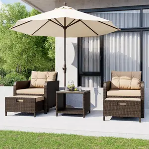 Summervibes [2-Package Shipping] LHBCRAFT 5 Pieces patio set, Outdoor patio set, patio furniture set, conversation set, 2 person patio set, ourdoor wicker sofa set,