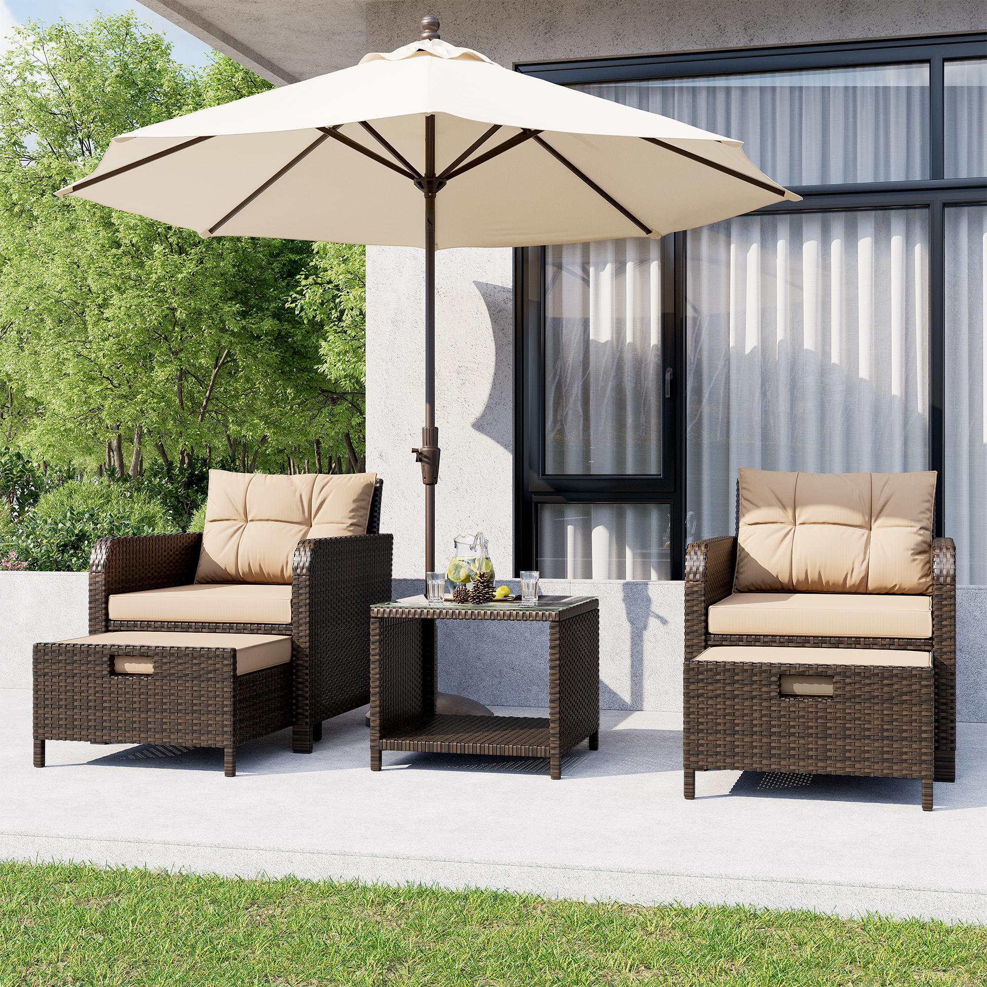 Summervibes [2-Package Shipping] LHBCRAFT 5 Pieces patio set, Outdoor patio set, patio furniture set, conversation set, 2 person patio set, ourdoor wicker sofa set,