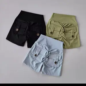 High-Waisted Cargo Shorts with Pockets | Casual Summer Shorts | Trendy Button Detail