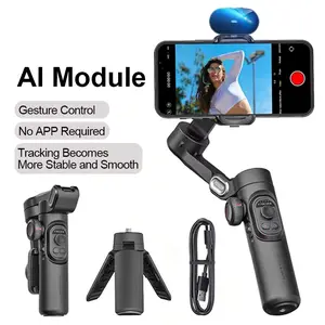 AOCHUAN 3-Axis Handheld Gimbal Stabilizer for Smartphone with Fill Light for Iphone Android Face Tracking Tiktok Vlog Smart XE Does not apply