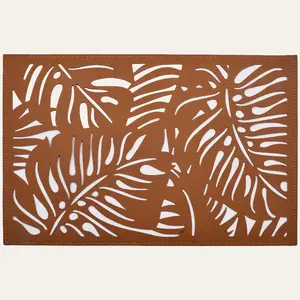 Monstera Leaf Cut Out Leather Placemats - Set of 6