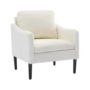 Cloud-Inspired Comfort Curved Armchair - Mid-Century Modern Accent Chair with Chenille Fabric, Comfortable Reading Lounge Chair, Single Sofa for Living Room, Bedroom, Office