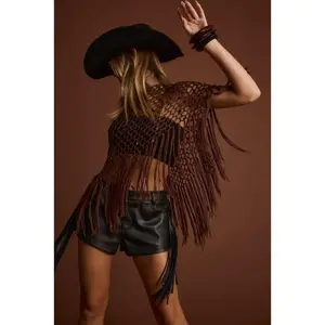 Rianne Mocha Sequin Crochet Shawl