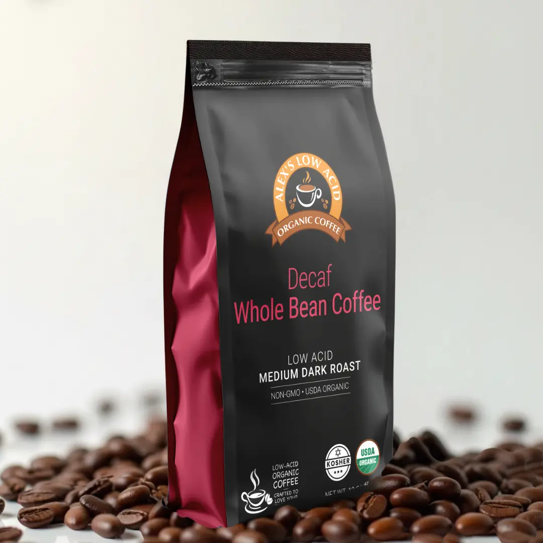 Alex's Low-Acid Organic Coffee™ - Decaf Whole Bean (12oz)