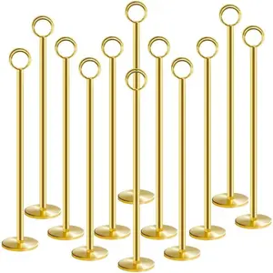 12PK 12 Inch Gold Steel Table Number Place Card Holders, Ideal for Photos, Food Signs, Memo Notes, Weddings, Restaurants and Birthdays