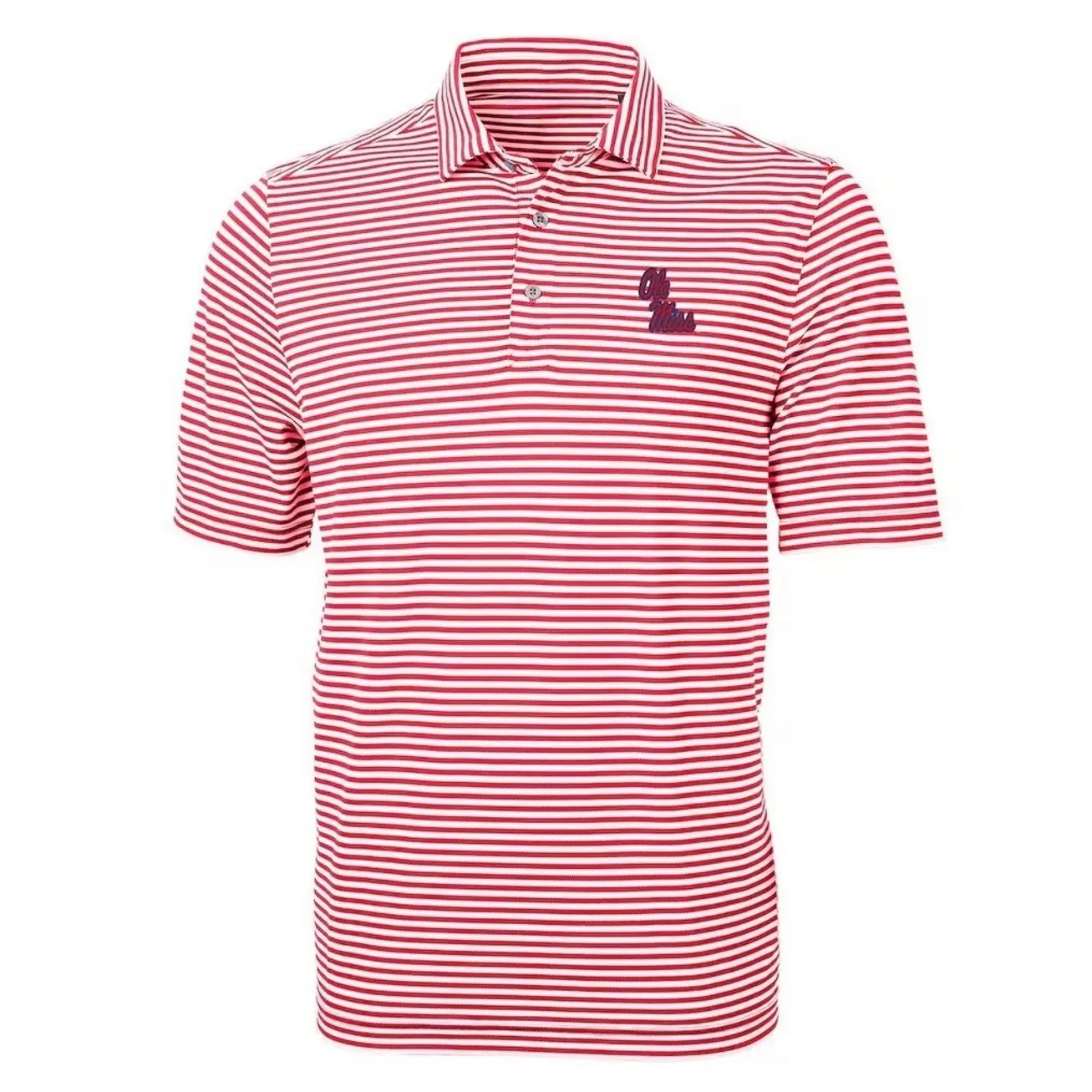 College Ole Miss Rebels Cutter & Buck Virtue Eco Pique Stripe Recycled Polo - Red Short Sleeve Tee, Casual Collared Shirt Boatyard Button-Up Shirt Toile Teddy Polo