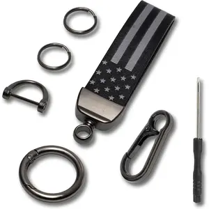 Car Key Chain, Leather Keychains For Men, Flag Key Chains With Anti-Lost D-Ring