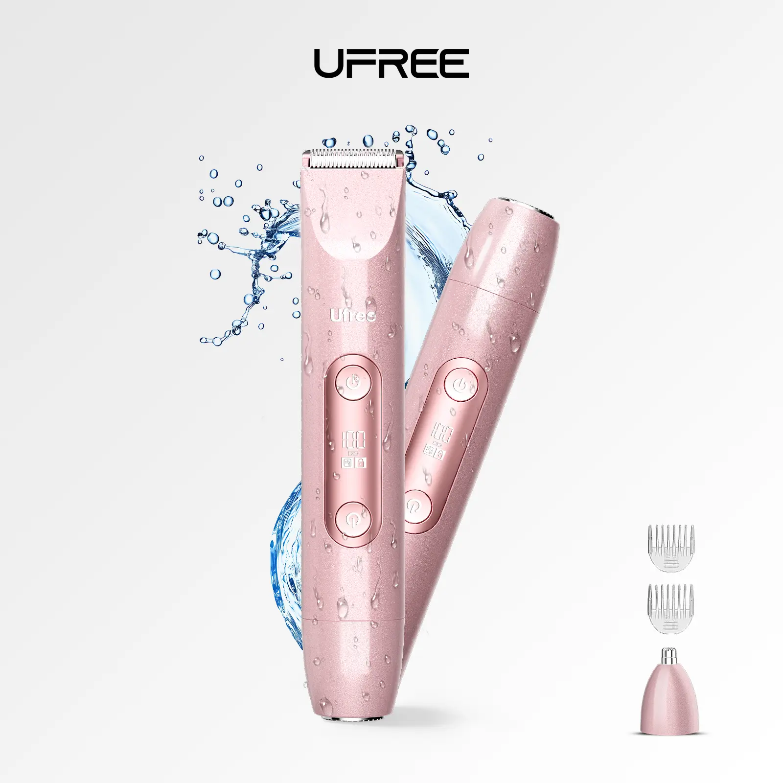 Ufree Bikini Trimmer Women's Pain-Free Electric Shaver, Facial Hair Removal, 3-in-1 Rechargeable Dual-Head Shaver , Underarm Armpits Trimmer, IPX6 Waterproof Razor, Summer Grooming Kit, Gifts for Her, Multifunctional Hair Trimmer