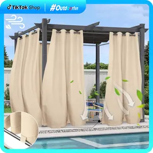 【SummerVibes】Easy-Going Outdoor Curtains Waterproof Windproof Weatherproof Curtain for Patio, Cabana, Porch, Pergola and Gazebo, Grommet Top and Tab Bottom Drape