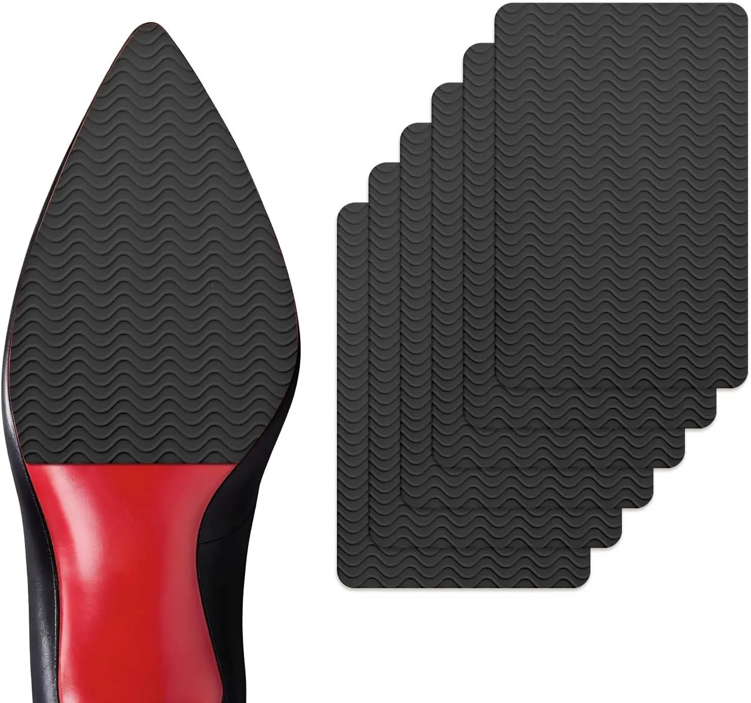 Shoe Sole Bottom Protector Grips - 6 Pcs Non Slip Shoe Bottom Protector for Women High Heels - Self-Adhesive Sole Guard Anti-Slip Pads for Men Boots - Silicone Shoe Sole Covers (Black)