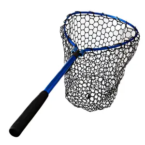 Hog Stopper Silicon Mesh Landing Net - Black Mesh Design with Blue Handle, Ideal for Hog Hunting