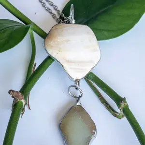 Lagoon (Handmade Soft-Soldered Shell and Sea Glass Pendant)
