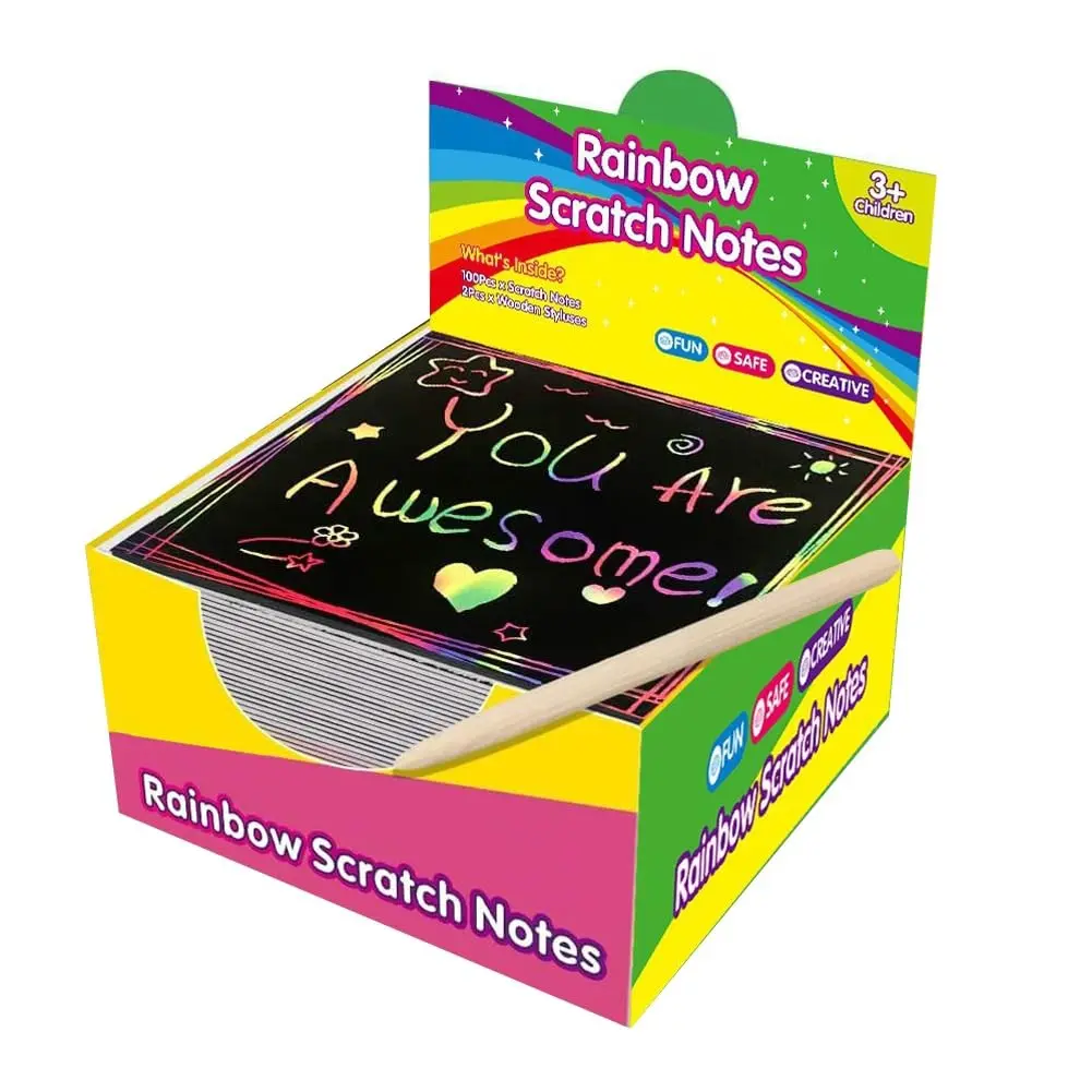 100 Sheets DIY Scratch Art Book Drawing Paper, Creative Colorful Graffiti Notebook, Art Supplies for Kids and Adults, Model Xinghao A004