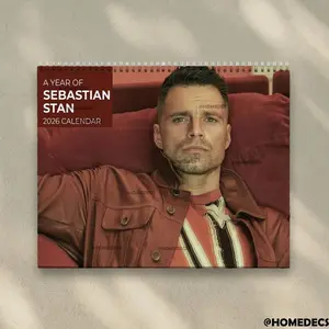 A Year Of Sebastian Stan Calendar 2026 - Bucky Barnes, Winter Soldier |  Home Decor, Office Decor - New Year Superhero Fan Gift, Unique Gift