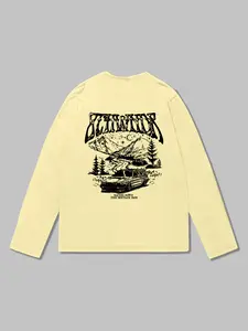Men's Long Sleeve Crewneck Graphic T-Shirt, Print, Premium Fabric, Trendy Layering, Fitted Comfortable Fit, Casual & Sports Wear, Daily Use