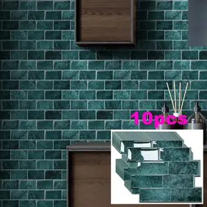 10-Sheet Premium Backsplash Tile for Kitchen, Peel and Stick, Self Adhesive Subway Tiles for Kitchen and Bathroom Decor