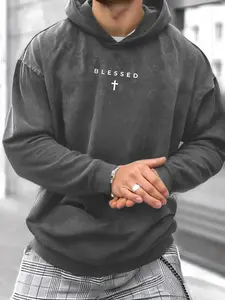 Trendy Minimalist Streetwear Sweatshirt, Loose-Fit Design with Pray Letter Print, High-Quality Fabric for All Seasons Casual Wear