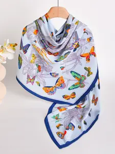 Elegant Butterfly Print Scarf, Fitted All-Season Wrap, Versatile for Commute & Vacation, Unisex Design, Perfect for Any