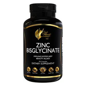 3 Bottles of Coco March N.M.D Zinc Bisglycinate – Gentle on Stomach, Powerful Immune & Skin Support – Highly Absorbable Chelated Formula – Vegan, Gluten-Free, Non-GMO, Soy-Free – 90 Capsules each bottle Healthy Vision Fitness