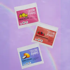 Offline Humans Single Serve Ritual Teas: Relaxing, Rising, Sleepy, Cacao US Beverage Dry Fruit Infusions Caffeine-Free No Sugar